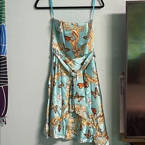 Butterfly Print Blue Dress